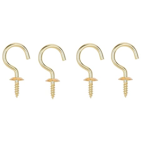 Cup Hook Solid Brass 1In 4Pc
